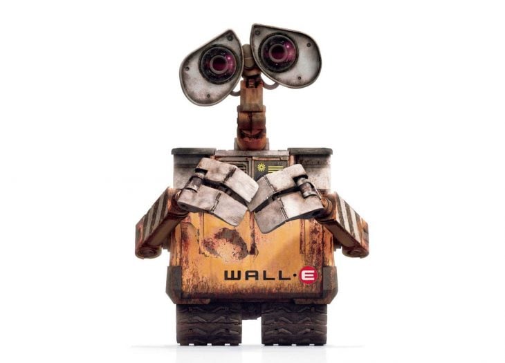 Personaje Wall-e, caja de metal con manos y ojos que recicla basura 