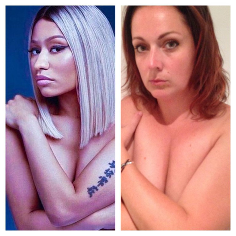 Chica parodiando una divertida imagen de la cantante Nicky Minaj