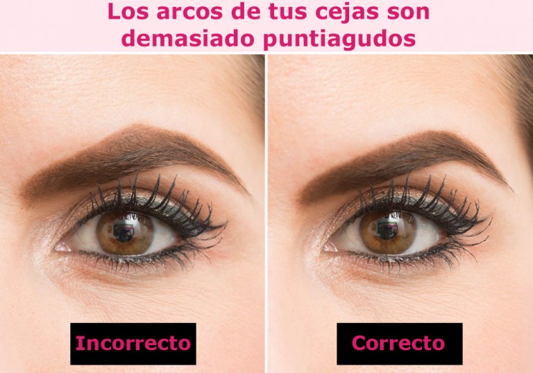Manera correcta e incorrecta de dibujar el arco de las cejas