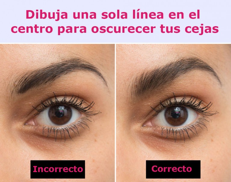 Forma correcta e incorrecta de dibujar una línea en tus cejas