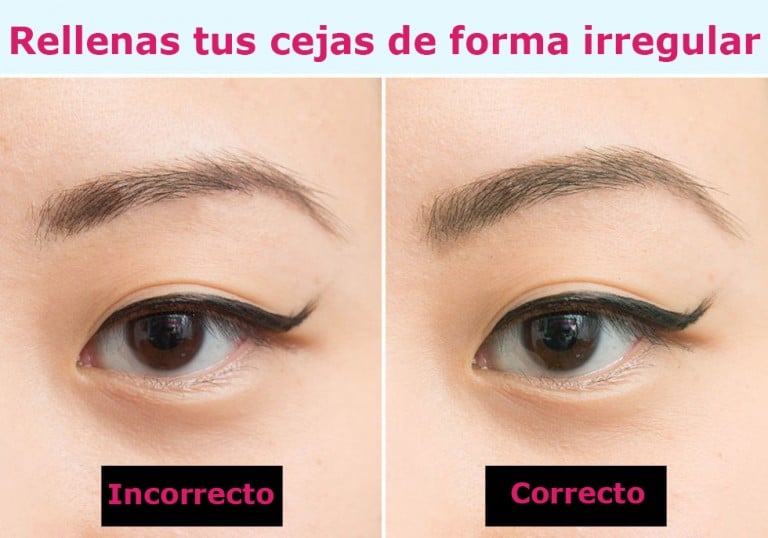 Manera correcta e incorrecta de rellenar las cejas