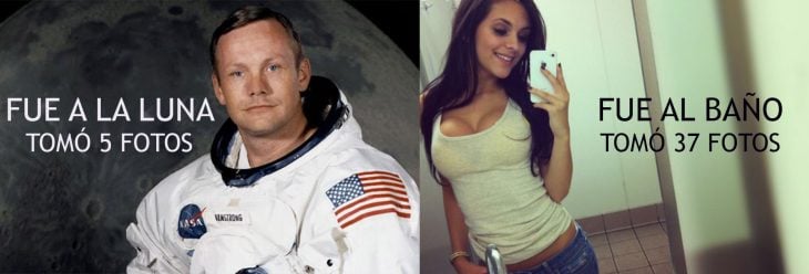 DIFERENCIAS HOMBRES MUJERES - Neil Armstrong fotos luna, mujer fotos baño
