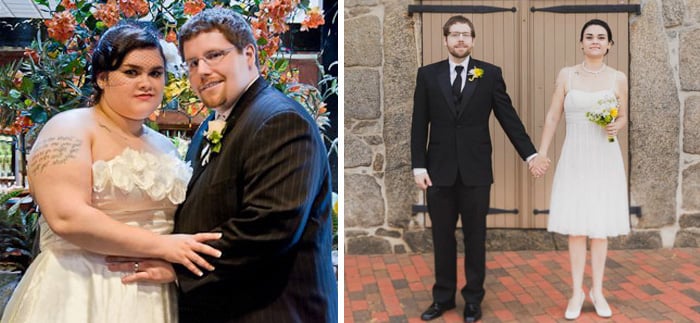 Pareja de novios antes y después de perder peso