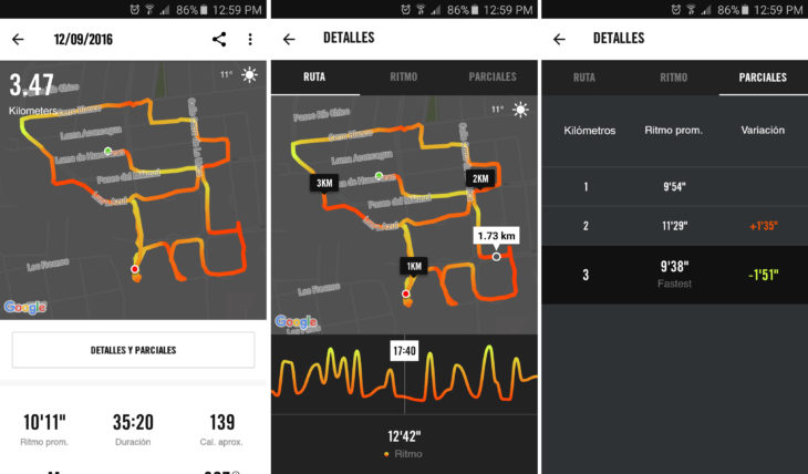 captura pantalla nike run app