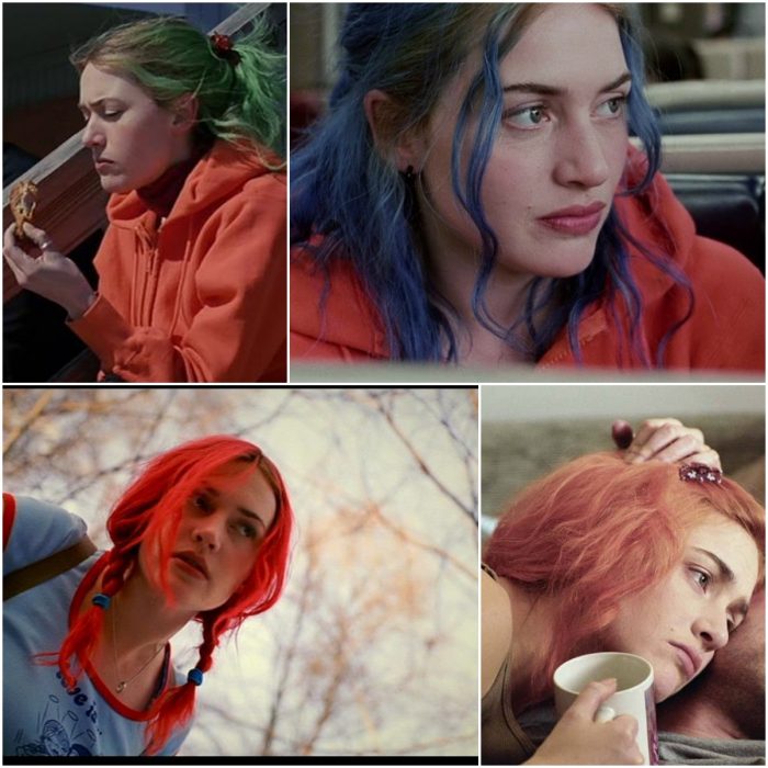 Varias fotografías de Clementine en la película "Eterno resplandor de una mente sin recuerdos"