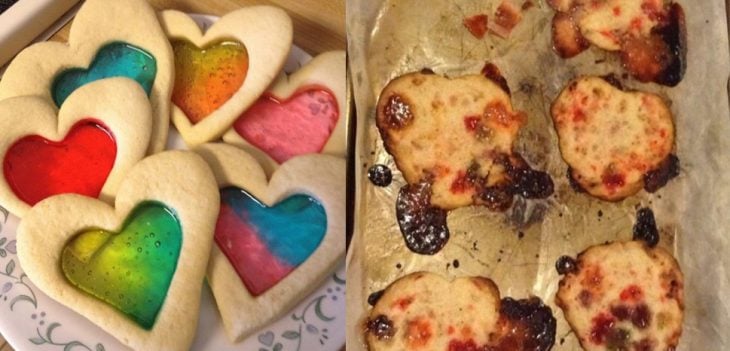 galletas de corazón de colores 