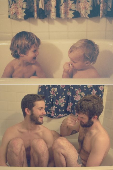 Hermanos Luxton en la bañera