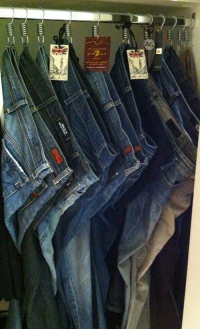 Ganchos de cortina de baño para colgar los jeans