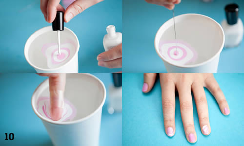 Vaso con esmalte para crear un efecto mármol