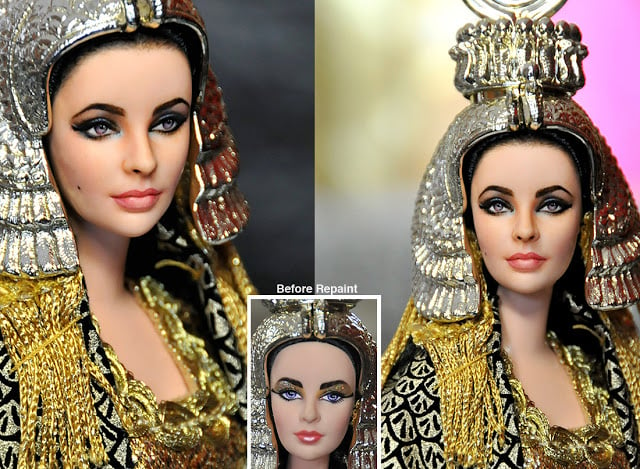 muñeca de Elizabeth Taylor vestida de cleopatra 