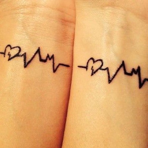 tatuaje para parejas representando la linea de la vida 