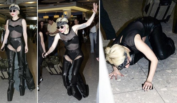 caída de Lady Gaga al usar unos zapatos sin tacón 