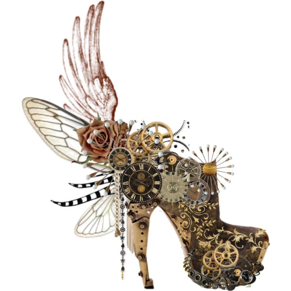 zapatos con engranes y alas de mariposa 
