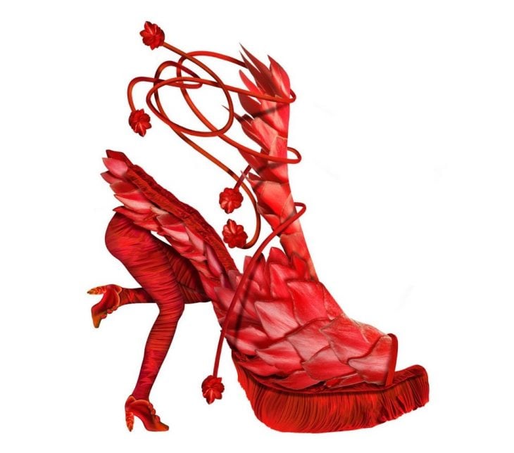 zapatos rojos que en tacon son las piernas de una mujer 