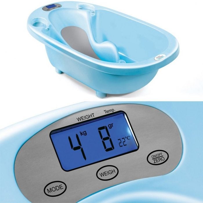 tina de baño que regula la temperatura para cuando se bañe el bebé 