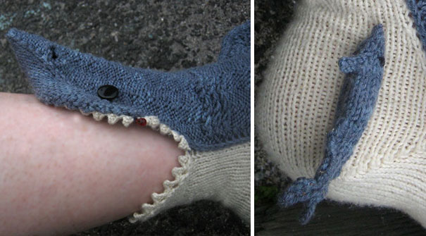 calcetín en forma de tiburón