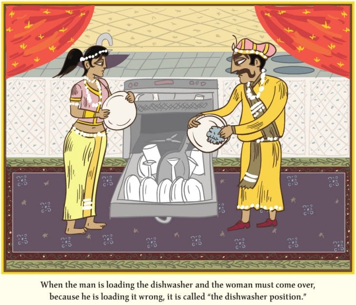 caricatura de la parodia del kamasutra donde los dibujos lavan los platos 