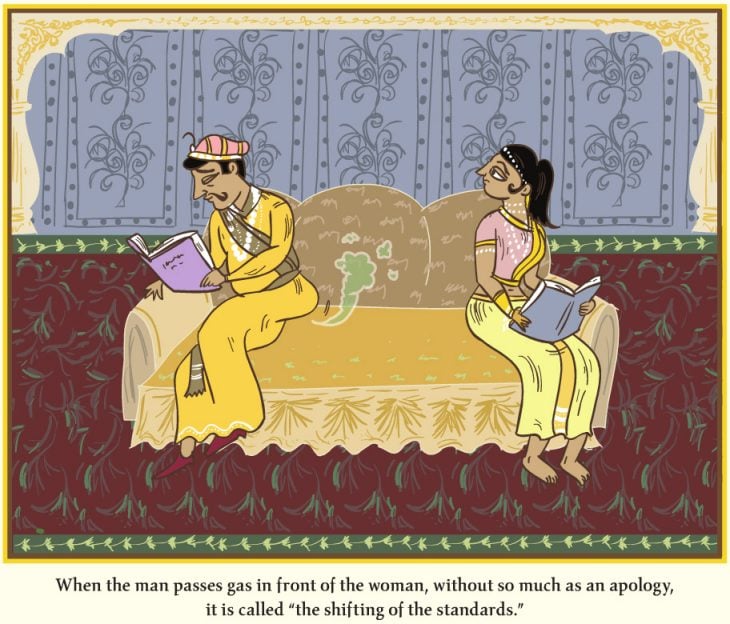 caricatura de la parodia del camasutra donde los dibujos están sentados leyendo un libro 