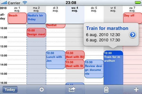 Agenda detallada en iPhone 