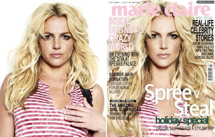 Britney Spears con y sin photoshop