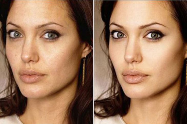 Angelina Jolie con y sin photoshop