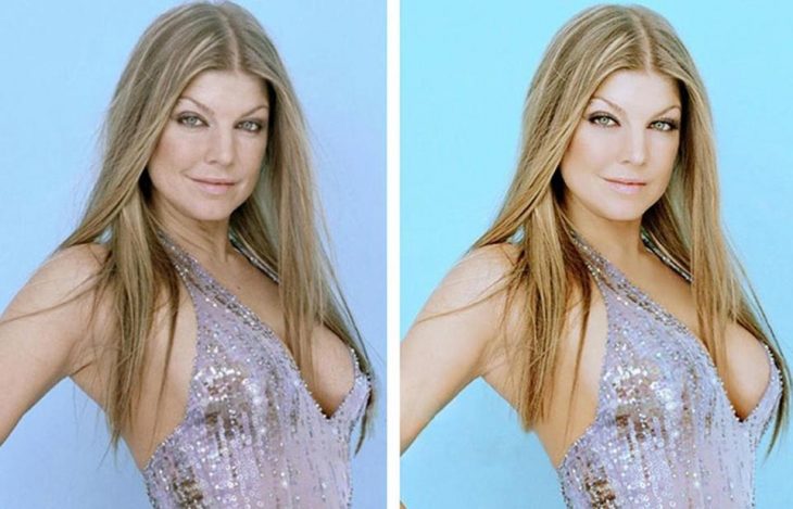 Fergie con y sin photoshop