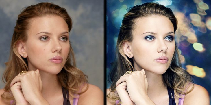 Scarlett Johansson con y sin photoshop