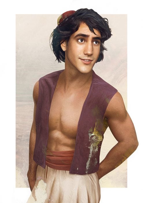 Personaje Aladdin dibujado de manera real 