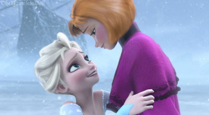 Princesas elsa y ana de frozen con el cabello corto 