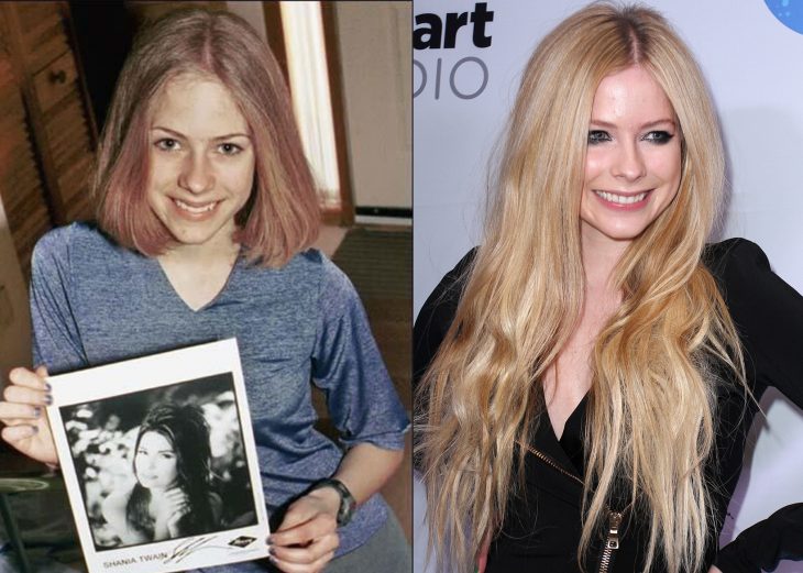 Cantante avril lavigne antes en la adolescencia y después cuando está adulta 