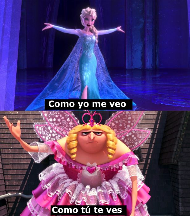 Escena de la película mi villano favorito y frozen 