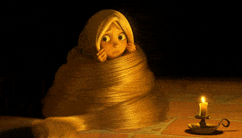 GIF caricatura de enredados rapunzel envuelta en su cabello