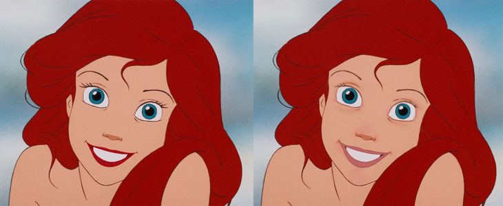 Comparación de ariel con y sin maquillaje 