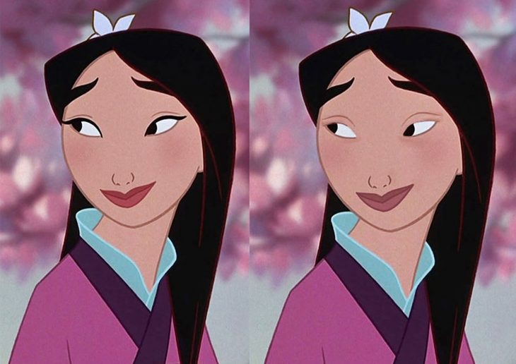 Comparación de mulan con y sin maquillaje 