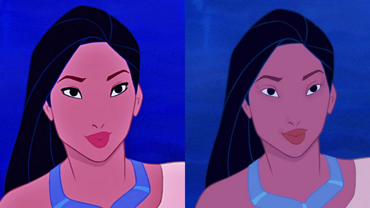 Comparación de pocahontas con y sin maquillaje 