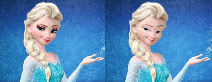 Comparación de elsa de frosen con y sin maquillaje 