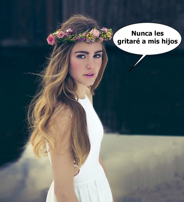 Chica con una corona de flores en la cabeza 