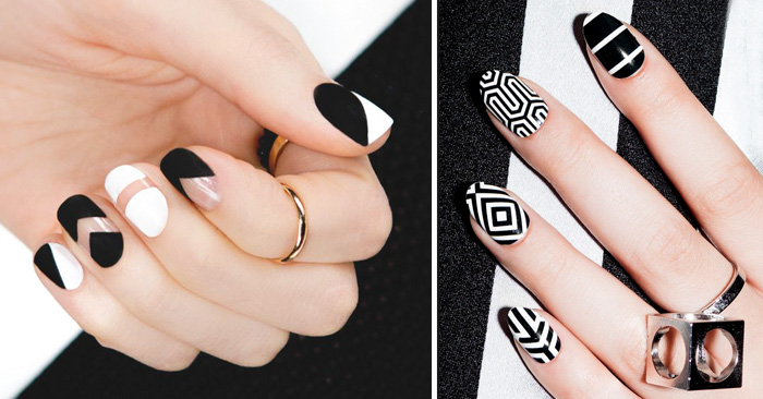 40 Increíbles diseños en blanco y negro para pintar tus uñas