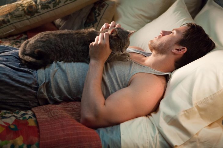 Channing Tatum con un gato, escena de la película Votos de amor 