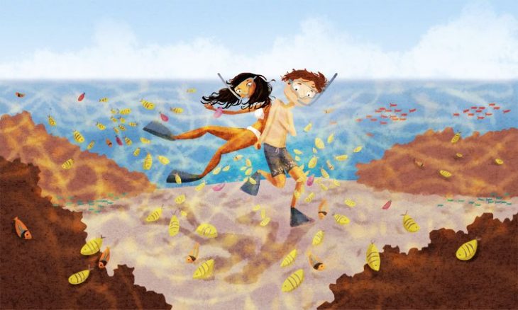 Ilustración de Nidhi Chanani pareja practicando Snorkel 