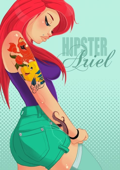 Ilustración de Ariel, La Sirenita como hipster 