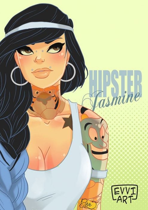 Ilustración de Jasmine, de Aladdín como Hipster 