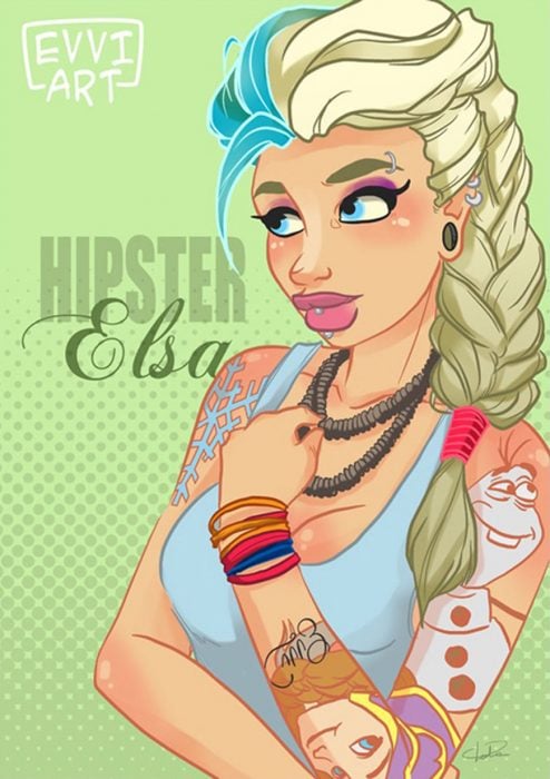 Ilustración de Elsa de Frozen estilo Hipster 