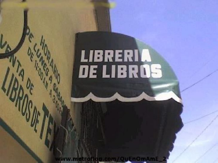 letrero mal escrito librería de libros