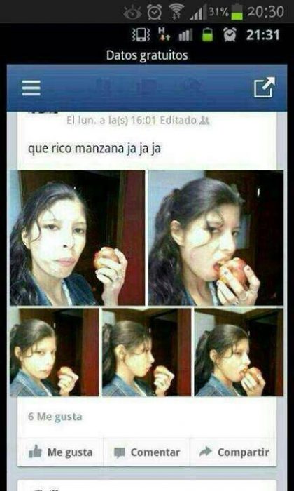 captura pantalla chica comiendo manzana