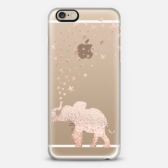 case para iphone con un elefante rosa y brillante atras 