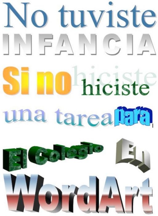 mensaje con letras de word art