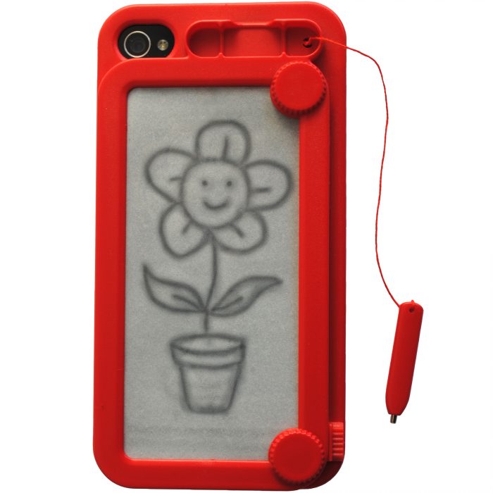 Funda retro para celular que es una tabla para dibujar 