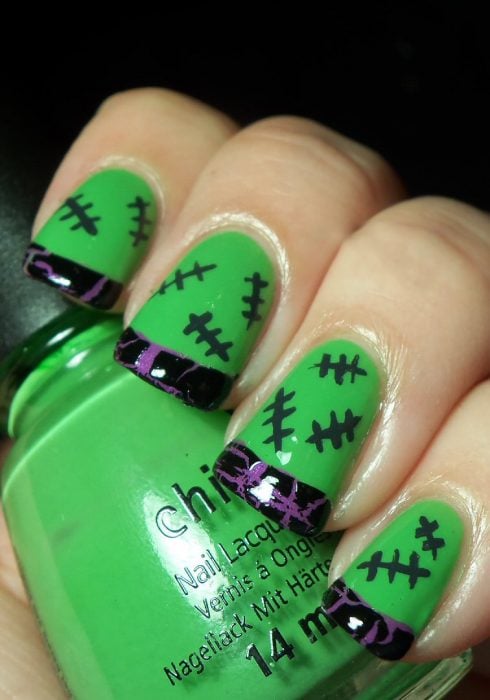  Diseños de uñas para halloween estilo Frankenstein 