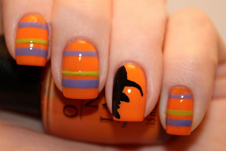 Diseño de uñas para halloween de bruja 